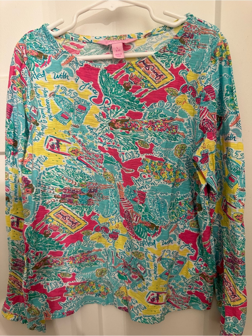 Lilly Pulitzer Bright Turquoise, Pink & Yellow Floral Print Top
